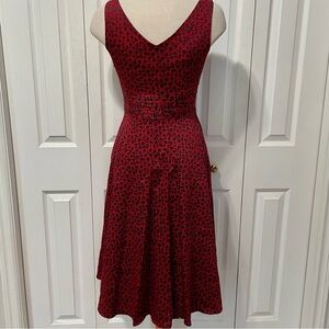 Elegant Red and Black Women's Midi Dress